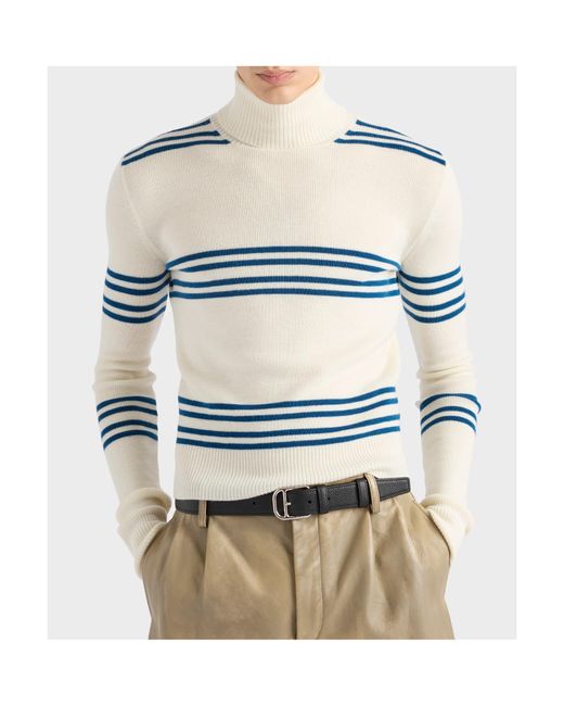 Prada White Turtleneck Ribbed-Knit Jumper for men