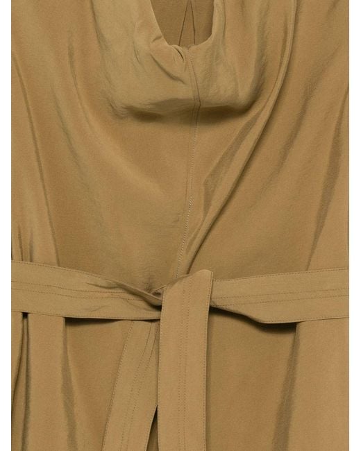 Alysi Natural Belted Draped-Neck Top