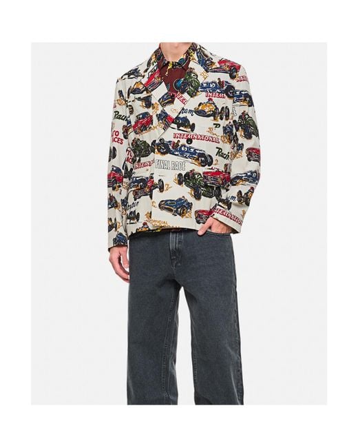 Sacai Gray Racing Print Jacket for men