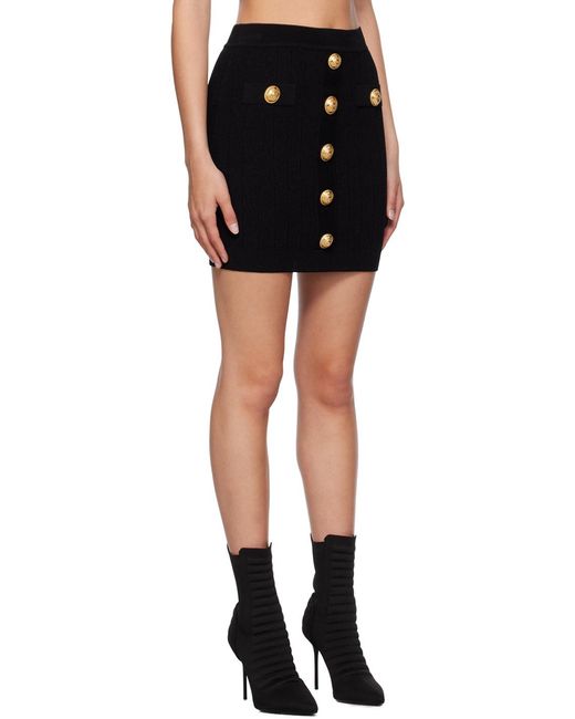 Balmain Blue Button Embellished Knitted Mini Skirt