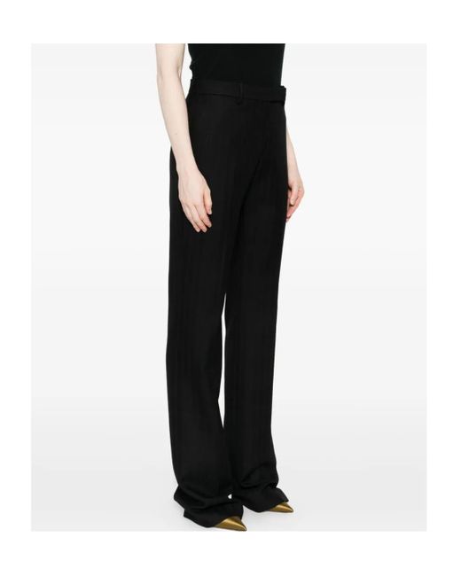 Tom Ford Black Sharp Herringbone Tailored Straight Pants