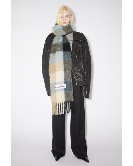 Acne Multicolor Logo Patch Checked Scarf for men