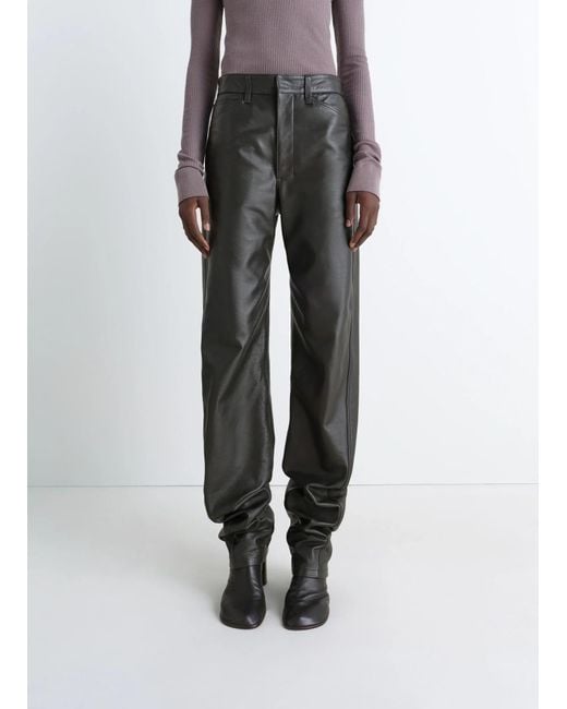 Lemaire Gray Twisted Five-Pocket Leather Trousers