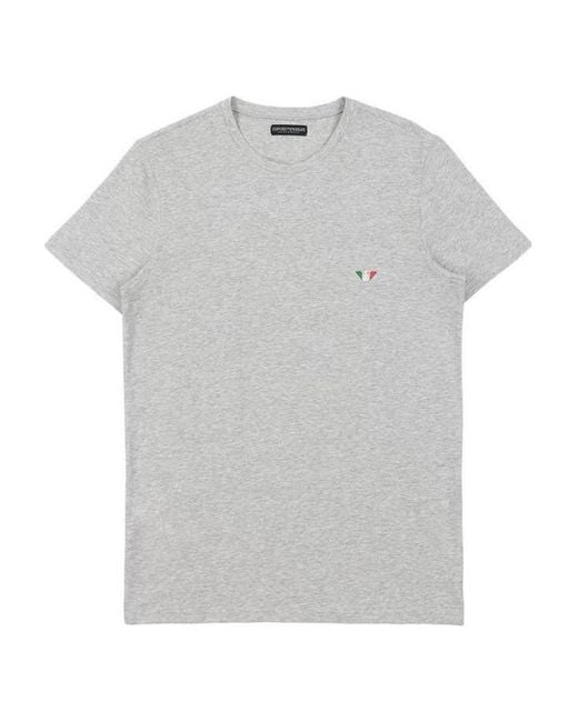 Emporio Armani Gray Round Collar Logo T-Shirt for men