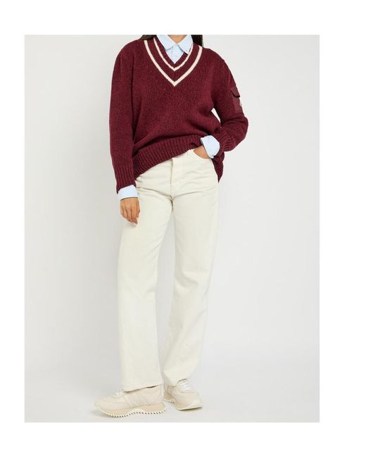 Moncler Red V-Neck Knitted Jumper