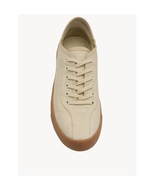 The Row White Round Toe Lace-Up Sneakers