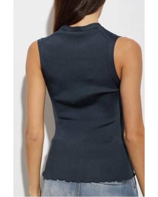 Alaïa Blue Alaïa Ribbed Sleeveless Top