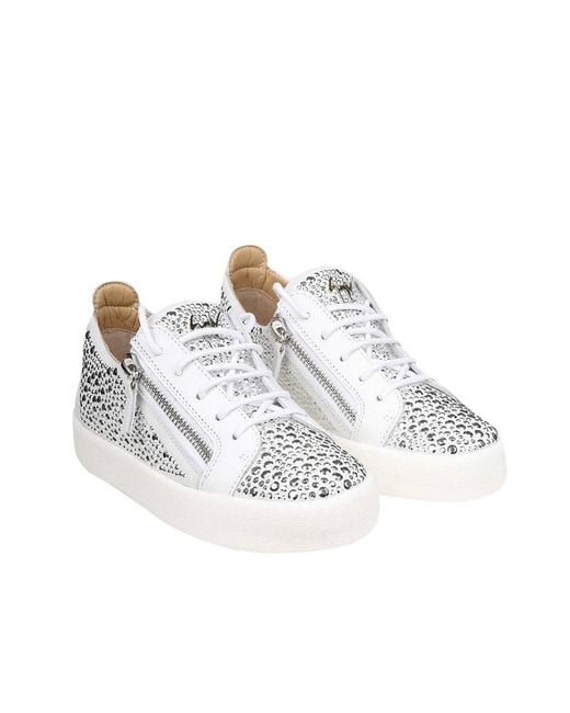 Giuseppe Zanotti White Casual Sneaker With Drill And Lace