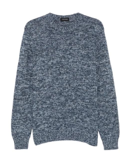 Tagliatore Blue Salen Marl-Knit Crew Neck Sweater for men