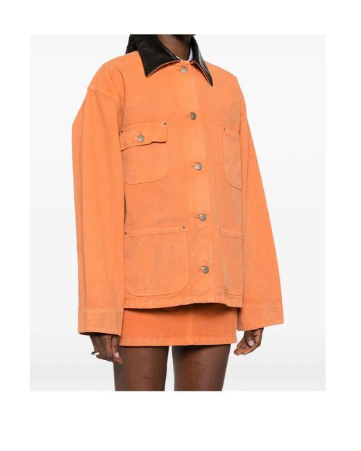 Prada Orange Long-Sleeved Button-Up Jacket