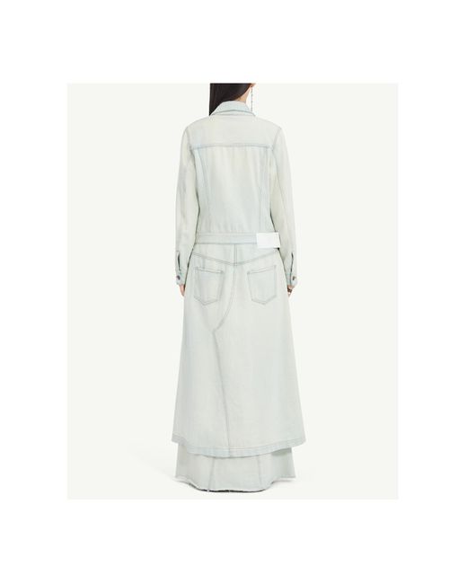 MM6 by Maison Margiela White Denim Long-Sleeved Midi Dress
