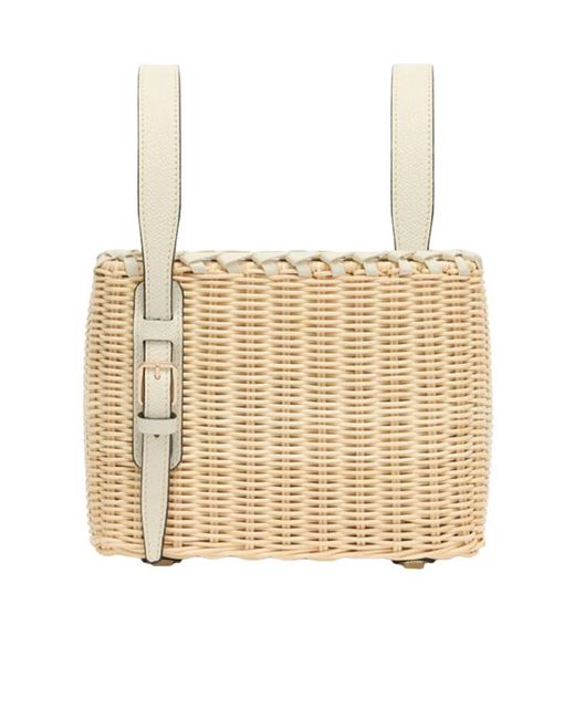 Valextra Natural Soft Wicker Bucket Micro Bag