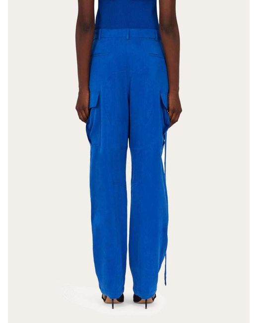 Ferragamo Blue Belted Cargo Trousers