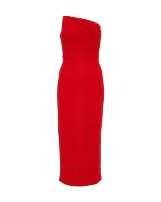 Roland Mouret Red Origami Wool Midi Dress