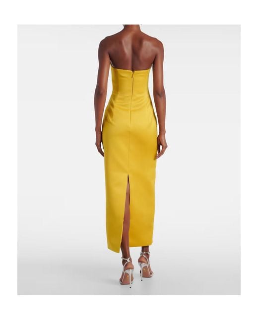 Leo Yellow Rayna Floral-Appliqué Bustier Dress