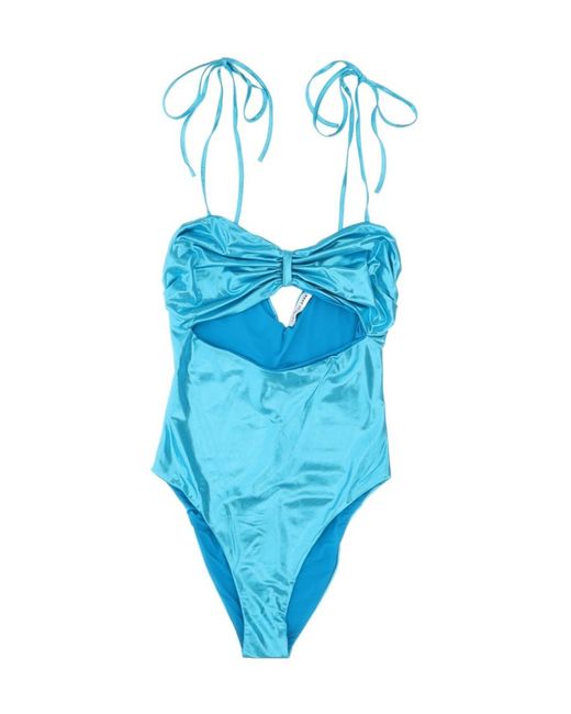 Amen Blue Laminated-Jersey Ruched Swimsuit