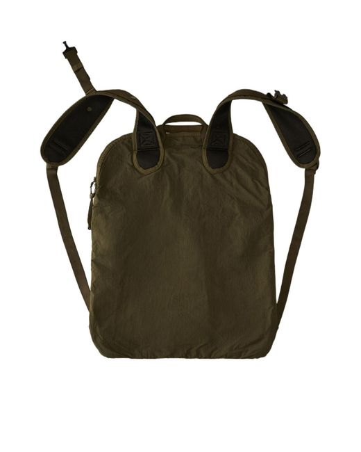 C P Company Green Embossed-Logo Front-Pocket Backpack for men