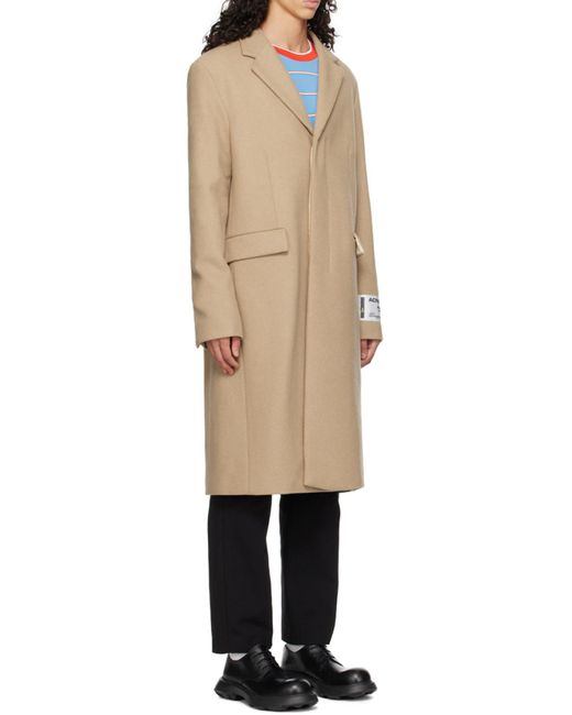 Acne Natural Single-Breasted Wool Blend Coat for men