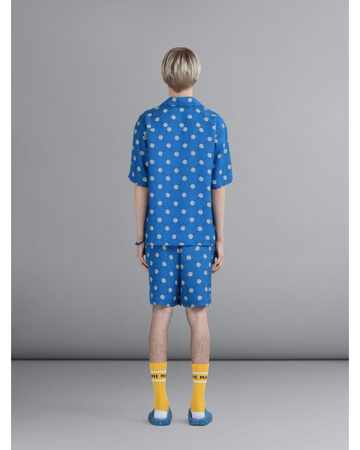 Marni Blue Gram Elastic Waist Bermuda Shorts for men