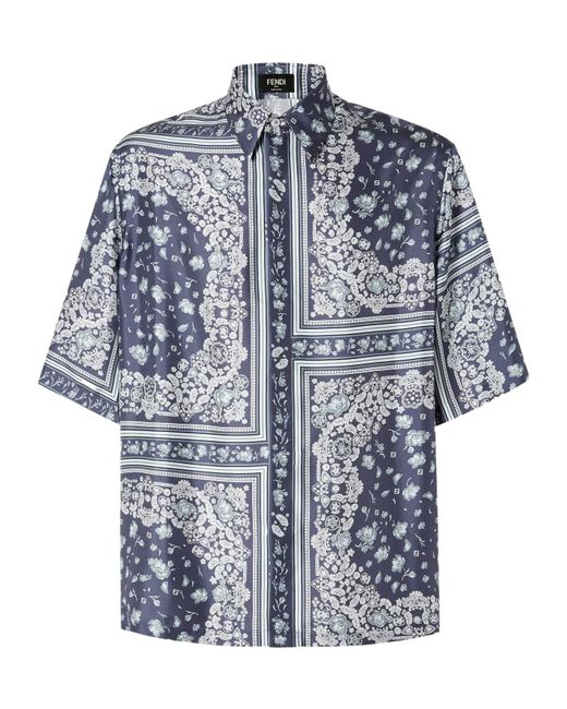 Fendi Blue Bandana Printed Short Sleeved Shirt for men