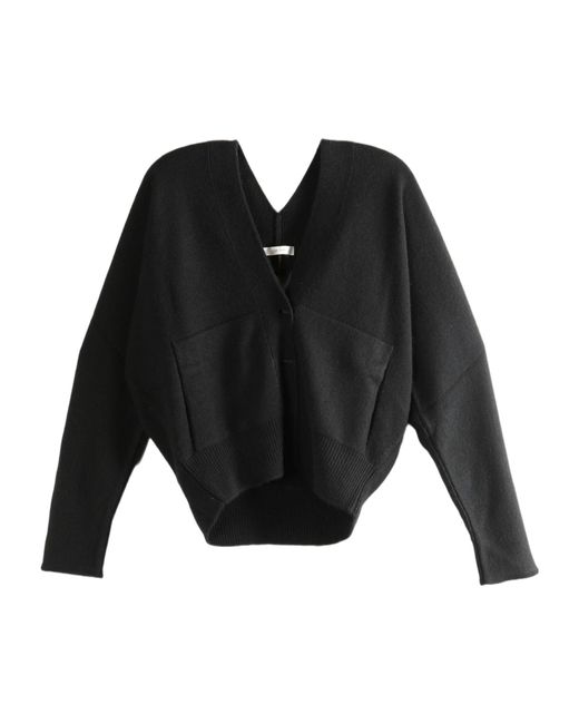 The Row Black Pocket V-Neck Cardigan