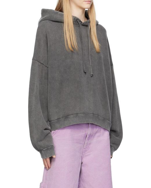 Acne Gray Logo Patch Drawstring Hoodie for men