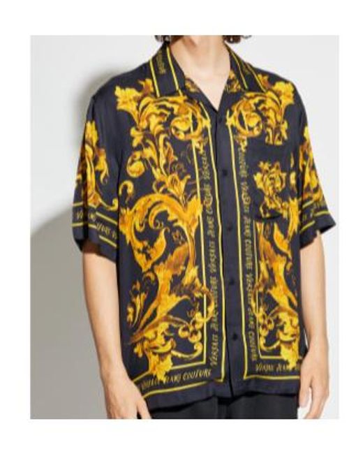 Versace Jeans Yellow Barocco-Print Shirt for men