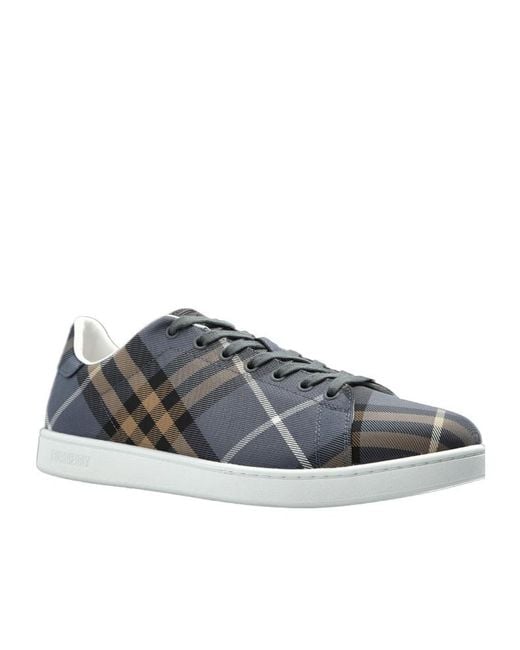 Burberry Gray Checked Low-Top Sneakers for men
