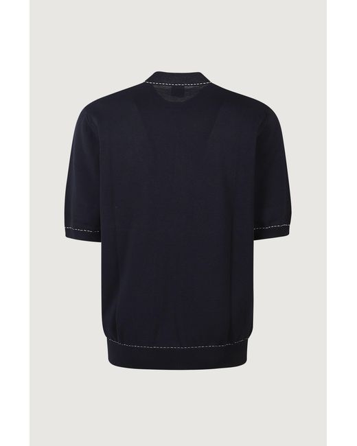 Eleventy Blue Short-Sleeved Crewneck Knitted Jumper for men