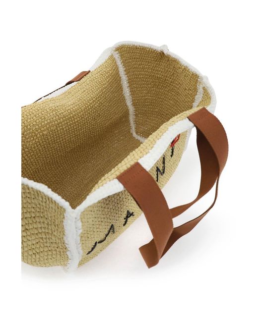 Marni Metallic Logo Detailed Tote Bag