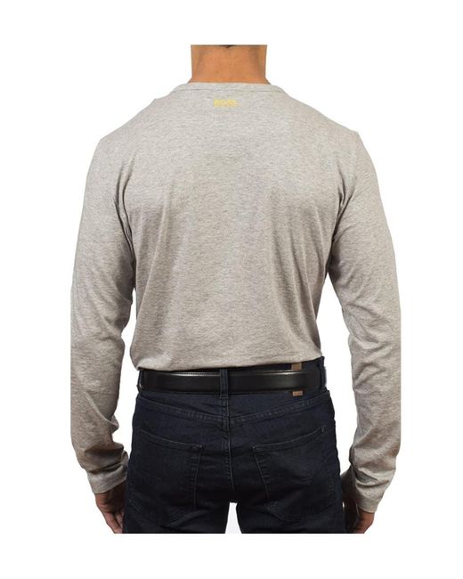 Boss Gray T-Shirt With Round Neck And Long Sleeves for men