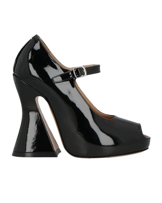 Maison Margiela Black Stylish And Comfortable Patent Leather Mary Jane High Heels