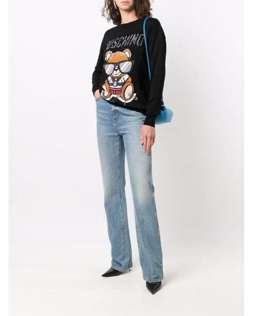 Moschino Black Round-Necked Logo Sweater