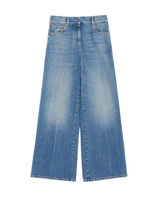 Valentino Blue Button Detailed Flared Jeans