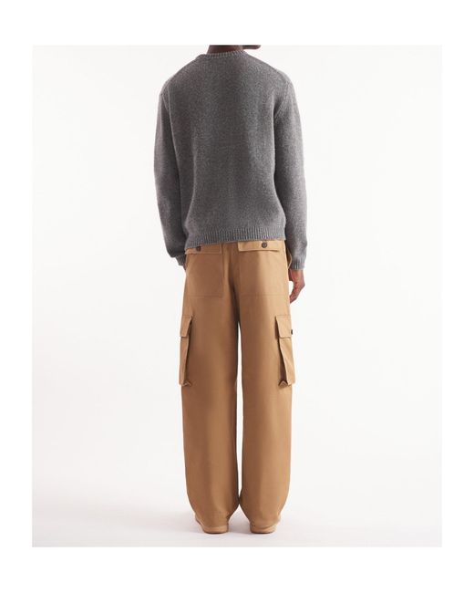 Maison Kitsuné Gray Maison Kitsuné Dressed Fox-Intarsia Crewneck Jumper for men