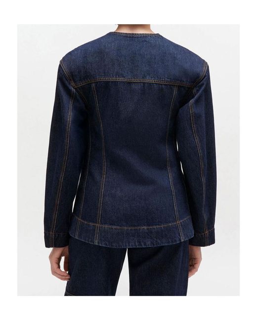 Ganni Blue Long-Sleeved Denim Jacket