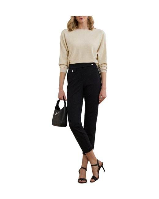 Ralph Lauren Black Solid Color Straight Leg Trouser