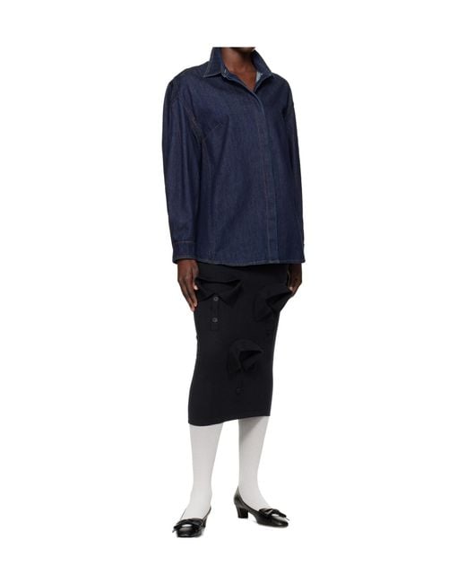 Moschino Black Merino Wool Knit Midi Skirt