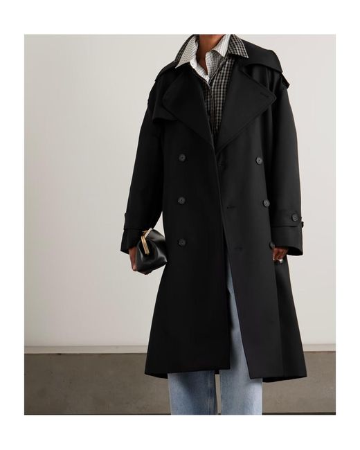 Frankie Shop Black Double-Breasted Trench Coat