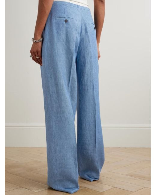 Rohe Blue Linen Wide-Leg Casual Pants