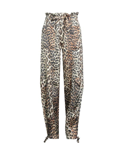 Ganni Black Leopardprint Elasticwaist Trousers