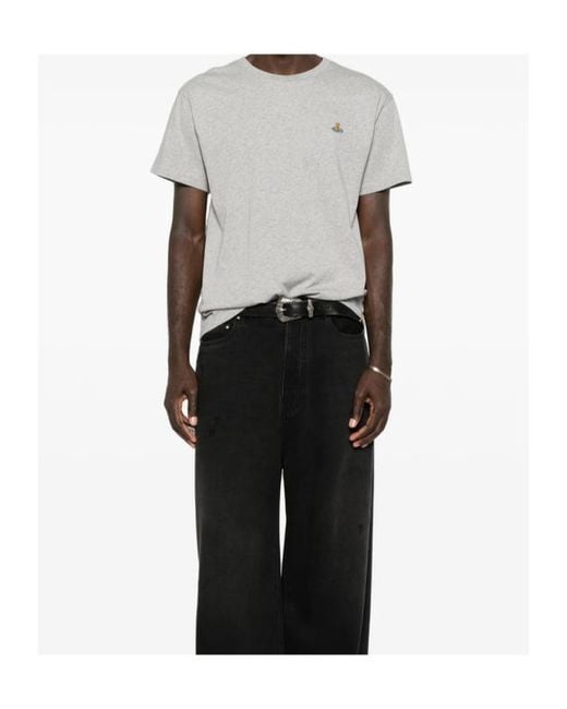 Vivienne Westwood Gray Orb-Embroidered T-Shirt for men