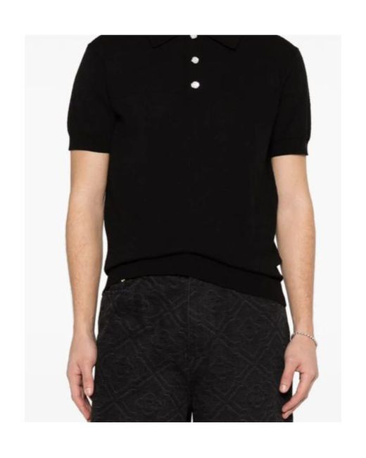Casablanca Black Short Sleeved Polo Shirt for men