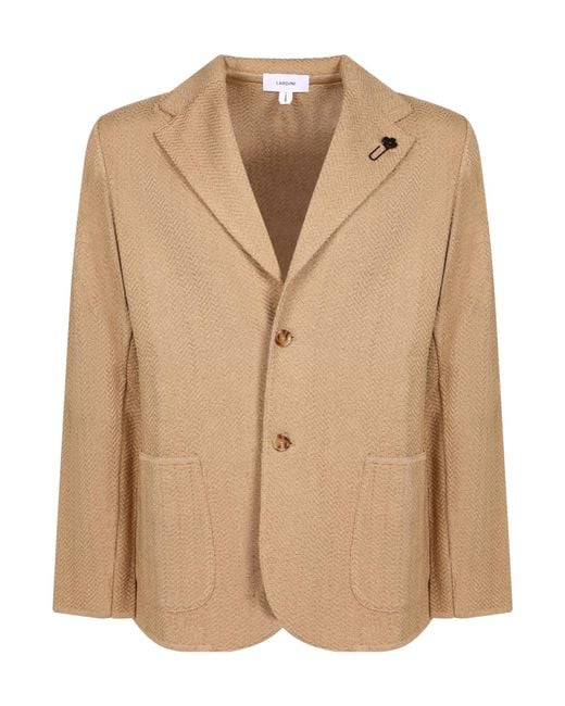 Lardini Natural Herringbone Knit Two-Button Jacket for men