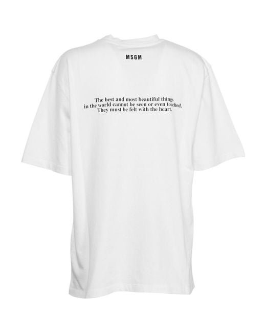 MSGM White Heart Graphic Print T-Shirt