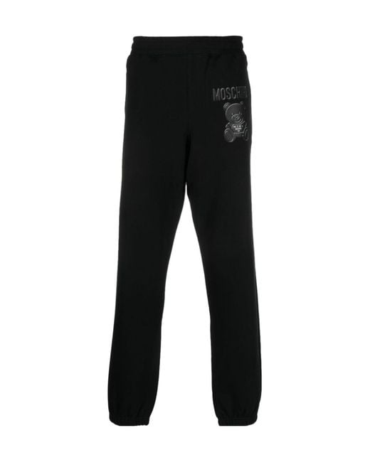 Moschino Black Logo-Print Organic Cotton Track Pants for men