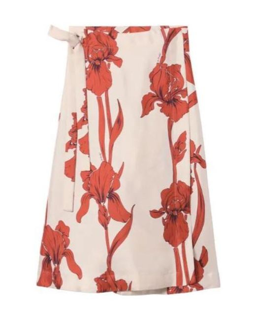 LaDoubleJ Red Printed Midi Skirt