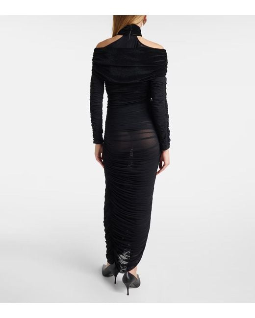Mugler Black Pendulous Ruffle Dress