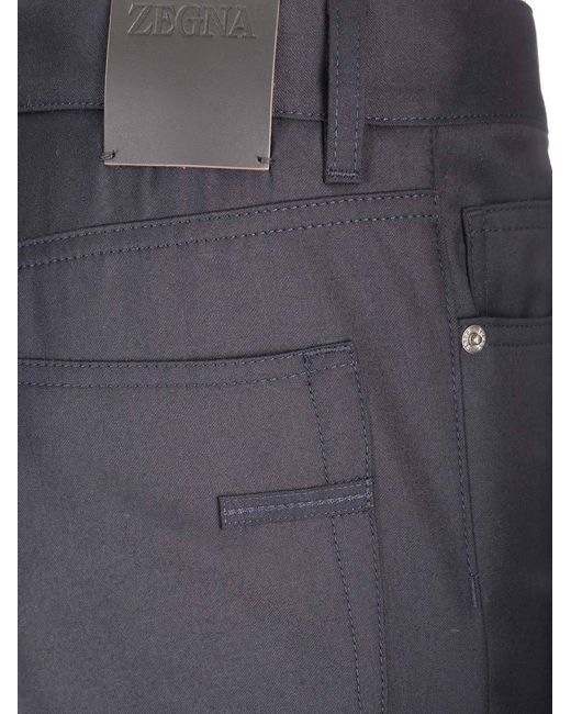 Zegna Blue Wool Casual Pants for men
