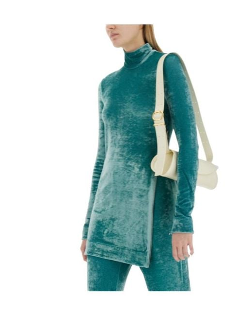 Jil Sander Green High-Neck Long-Sleeved Top